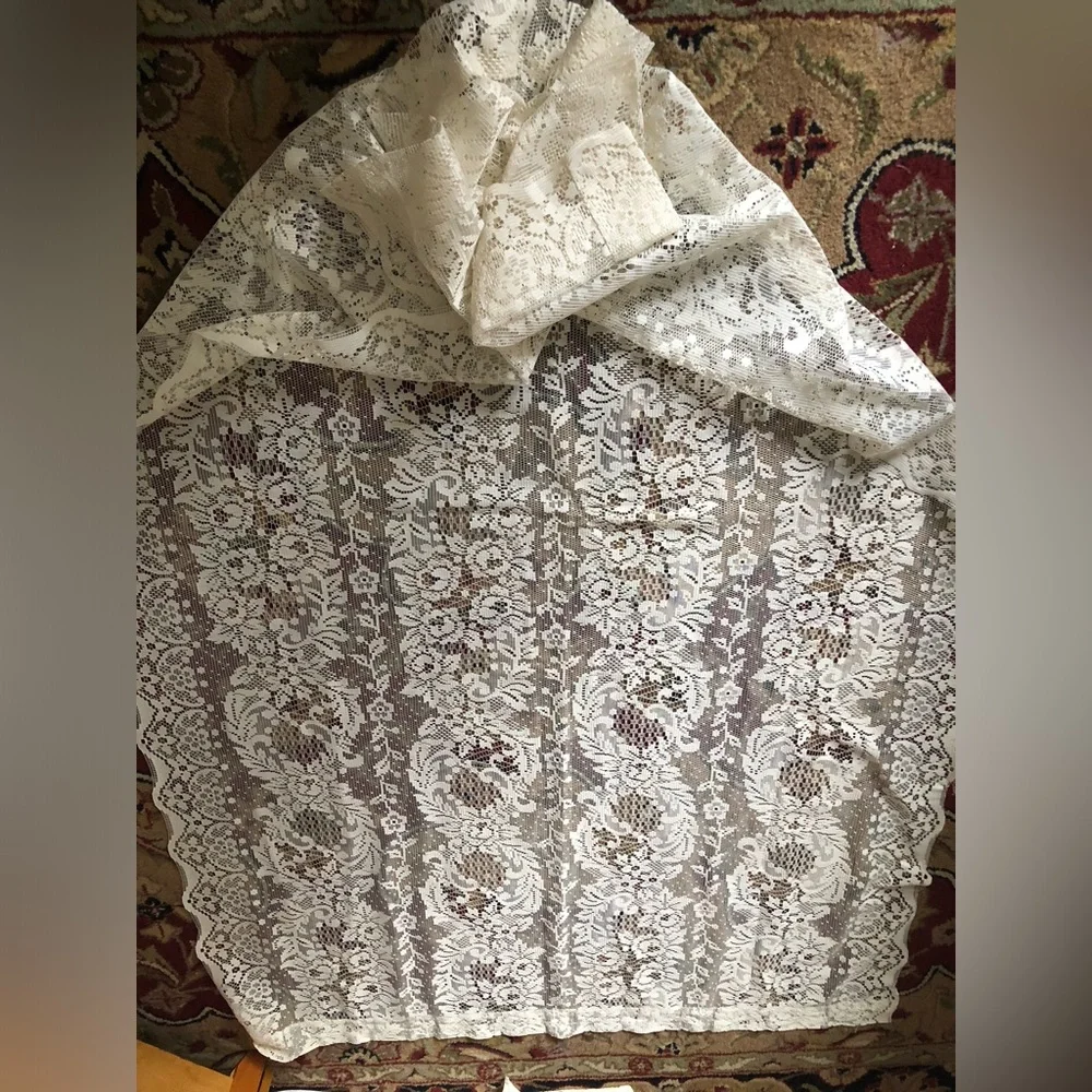Vintage Lace Curtain Panel set 80x40”